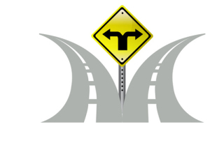 Decision choice direction arrows road sign